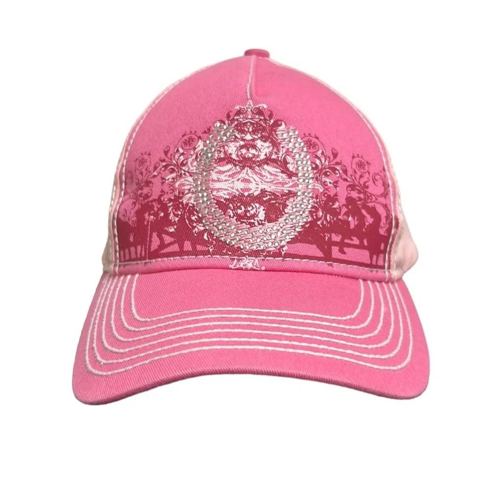 Western Embellished Horseshoe Horse Trucker‎ Hat Pink Adjustable Barbiecore